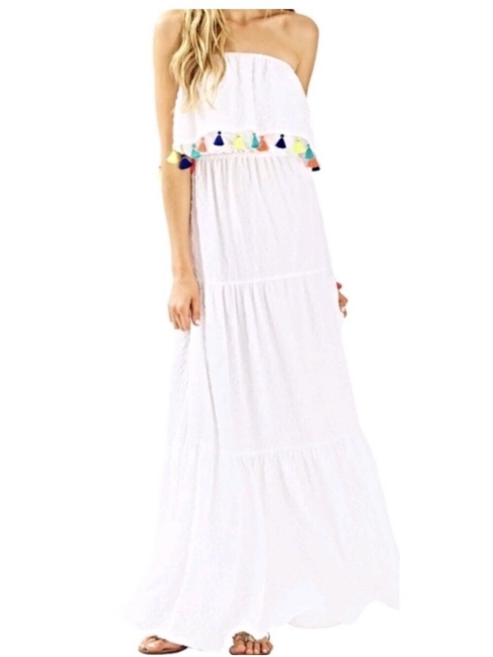 Lilly Pulitzer Caridee maxi dress with colorful tassels